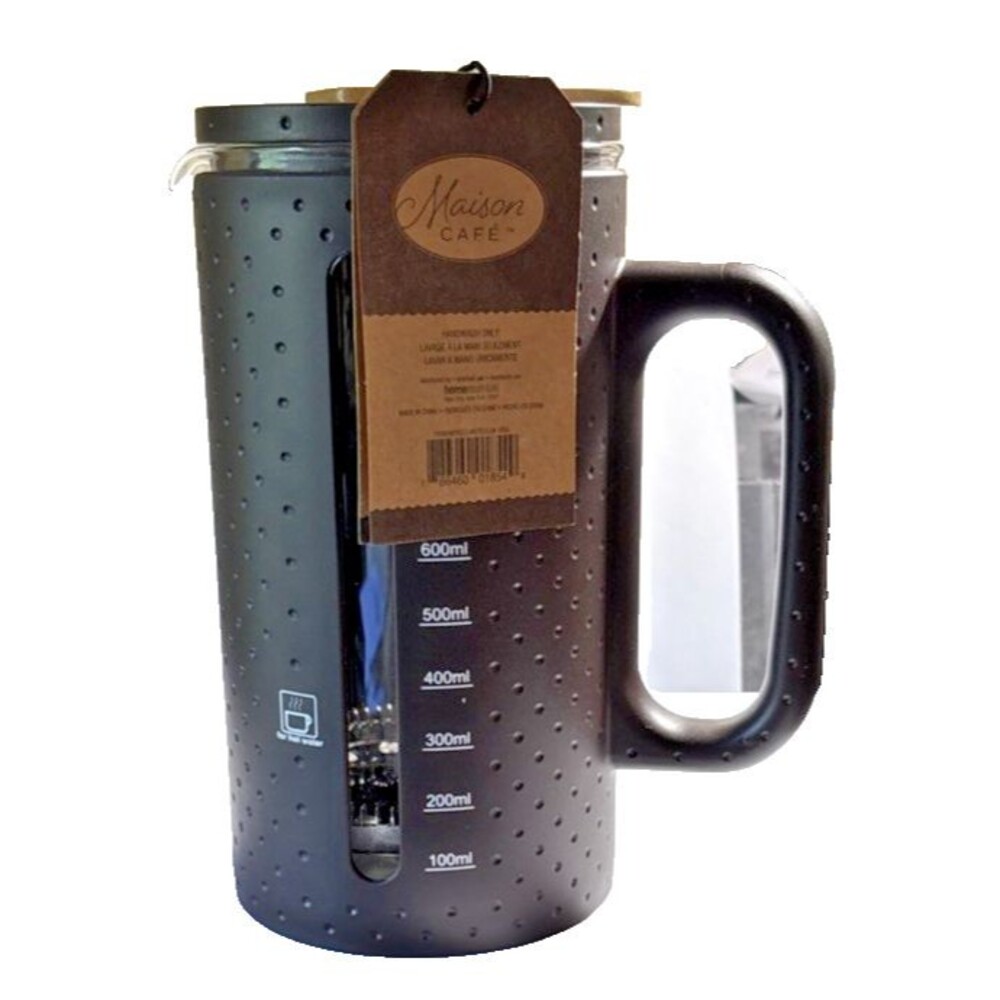 Maison Cafe 1000ml French Press Matte Brown Dotted Texture Silicone Casing